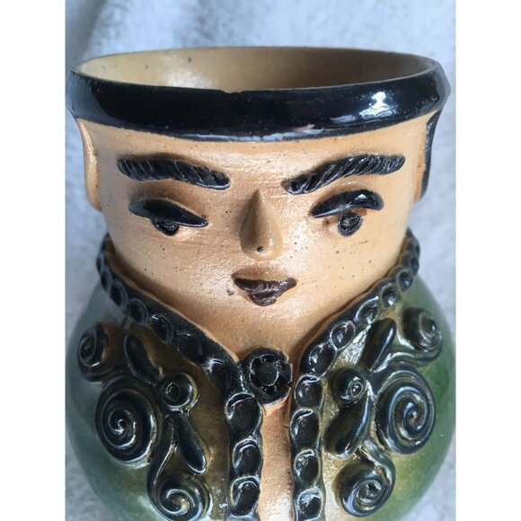 Ornate Woman Lady Artistic Pitcher Jug Hidi 2000 Pottery 5.75" Signed - Picture 11 of 12